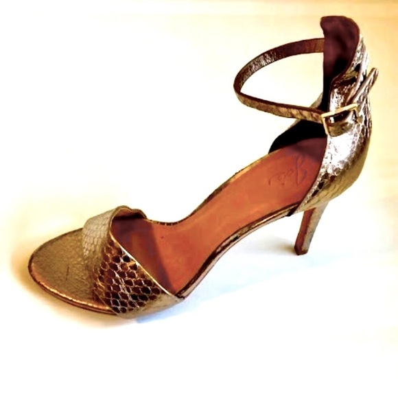 New JOIE Jaclyn Metallic Snakeskin Leather Stiletto Heel Sandal 9.5 MSRP $295 - Picture 3 of 7